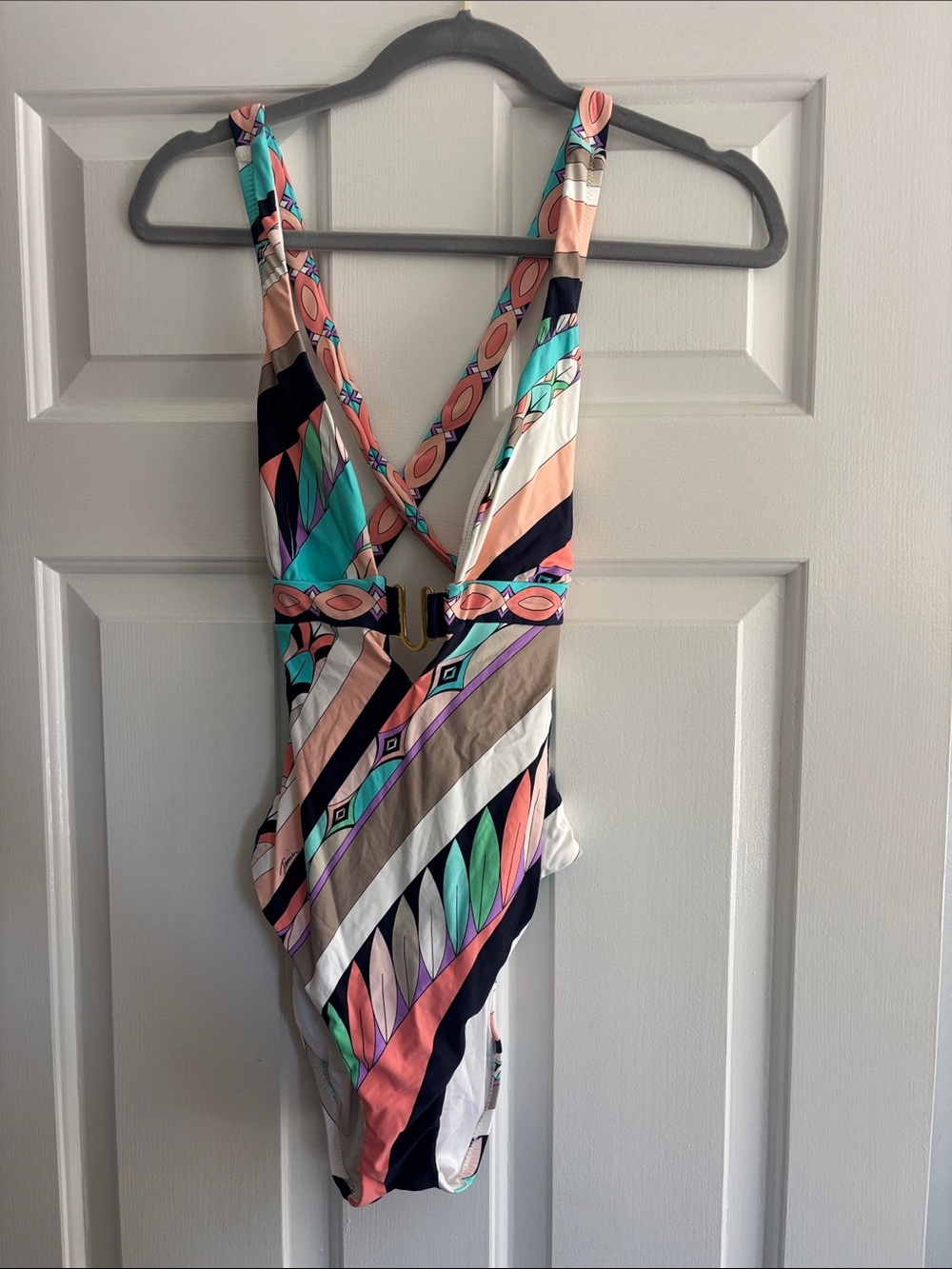 Trina Turk Electric Wave cross-back one-piece swimsuit